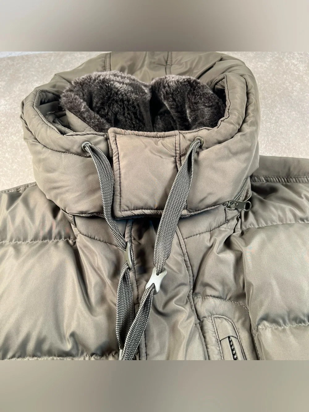 Andrew Marc New York Down Filled Puffer Coat Green Removable Hood Faux Fur XXL